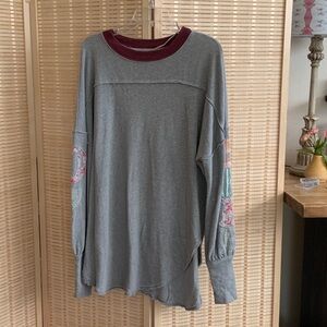 We The Free Burgundy and Gray oversized jersey